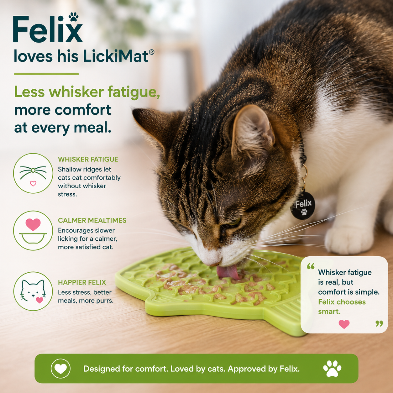 LickiMat Felix Cat Fish-Shaped Slow Feeder & Enrichment Mat